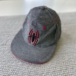 Boy’s Marvel Spider-Man Gray Twill Flat Brim Baseball Cap Hat One Size